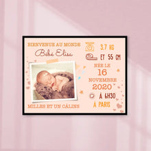 Charger l'image dans la galerie, Poster photo bébé personnalisée, cadeau pour maman, famille, bébé nouveau-né, Bienvenue au monde milles et un cârlins