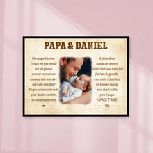 Charger l'image dans la galerie, Poster photo personnalisée, Cadeau pour papa et bébé, Bonne fête des pères, Pour mon papa d'amour