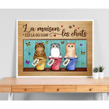 Charger l'image dans la galerie, Jusqu'à 6 chats, Poster personnalisée, Cadeau pour les amoureux des chats, La maison est là où sont les chats