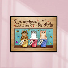 Charger l'image dans la galerie, Jusqu'à 6 chats, Poster personnalisée, Cadeau pour les amoureux des chats, La maison est là où sont les chats