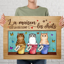 Charger l'image dans la galerie, Jusqu'à 6 chats, Poster personnalisée, Cadeau pour les amoureux des chats, La maison est là où sont les chats