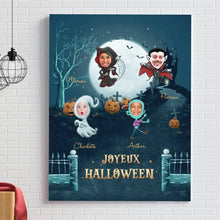 Charger l'image dans la galerie, Jusqu'à 7 membres, Cadeaux personnalisés d'impression sur toile, Personnages d'Halloween photo personnalisée