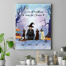 Charger l'image dans la galerie, Jusqu'à 6 chiens, Toile de chien d'Halloween personnalisée, Cadeau pour les amoureux des chiens