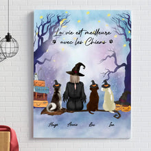 Charger l'image dans la galerie, Jusqu'à 6 chiens, Toile de chien d'Halloween personnalisée, Cadeau pour les amoureux des chiens