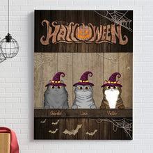 Charger l'image dans la galerie, Jusqu'à 8 chats, Joyeux Halloween Texture Bois Chat Moelleux Toile Personnalisée