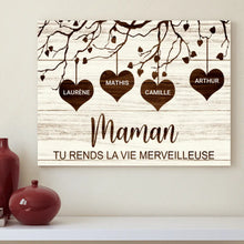 Charger l'image dans la galerie, Jusqu'à 16 noms, Toile personnalisée, cadeau pour maman, grand-mère, mamie, fête des mères, Tu rends la vie merveilleuse