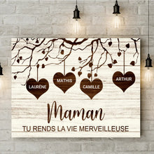 Charger l'image dans la galerie, Jusqu'à 16 noms, Toile personnalisée, cadeau pour maman, grand-mère, mamie, fête des mères, Tu rends la vie merveilleuse