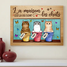 Charger l'image dans la galerie, Jusqu'à 6 chats, toile personnalisée, cadeau pour les amoureux des chats, La maison est là où sont les chats