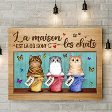 Charger l'image dans la galerie, Jusqu'à 6 chats, toile personnalisée, cadeau pour les amoureux des chats, La maison est là où sont les chats