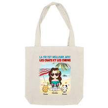 Charger l'image dans la galerie, Jusqu'à 9 animaux, Sac fourre-tout personnalisé chat et chien, tote bag femme maman chat et chien