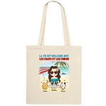 Charger l'image dans la galerie, Jusqu'à 9 animaux, Sac fourre-tout personnalisé chat et chien, tote bag femme maman chat et chien