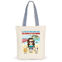 Charger l'image dans la galerie, Jusqu'à 9 animaux, Sac fourre-tout personnalisé chat et chien, tote bag femme maman chat et chien
