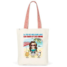 Charger l'image dans la galerie, Jusqu'à 9 animaux, Sac fourre-tout personnalisé chat et chien, tote bag femme maman chat et chien