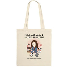 Charger l'image dans la galerie, Jusqu'à 9 animaux, Sac fourre-tout personnalisé chien et chat, tote bag femme maman chat et chien