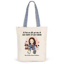 Charger l'image dans la galerie, Jusqu'à 9 animaux, Sac fourre-tout personnalisé chien et chat, tote bag femme maman chat et chien
