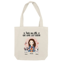 Charger l'image dans la galerie, Jusqu'à 9 chiens, Sac fourre-tout personnalisé chien, tote bag femme maman chien, juste une fille qui aime les chiens