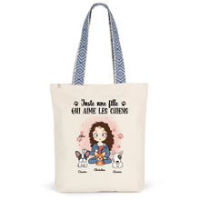 Charger l'image dans la galerie, Jusqu'à 9 chiens, Sac fourre-tout personnalisé chien, tote bag femme maman chien, juste une fille qui aime les chiens
