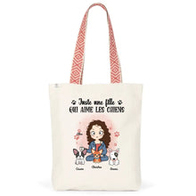 Charger l'image dans la galerie, Jusqu'à 9 chiens, Sac fourre-tout personnalisé chien, tote bag femme maman chien, juste une fille qui aime les chiens