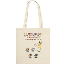 Charger l'image dans la galerie, Jusqu'à 9 chats, Sac fourre-tout personnalisé, tote bag femme maman chat, femme qui aime les chats