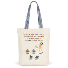 Charger l'image dans la galerie, Jusqu'à 9 chats, Sac fourre-tout personnalisé, tote bag femme maman chat, femme qui aime les chats