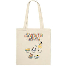 Charger l'image dans la galerie, Jusqu'à 9 chats, Sac fourre-tout personnalisé, tote bag femme maman chat, femme qui aime les chats