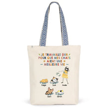 Charger l'image dans la galerie, Jusqu'à 9 chats, Sac fourre-tout personnalisé, tote bag femme maman chat, femme qui aime les chats