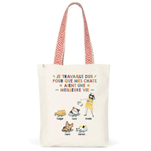 Charger l'image dans la galerie, Jusqu'à 9 chats, Sac fourre-tout personnalisé, tote bag femme maman chat, femme qui aime les chats