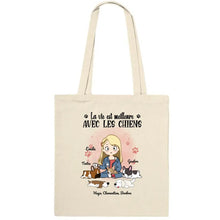 Charger l'image dans la galerie, Jusqu'à 5 chiens, Sac fourre-tout chien personnalisé, Tote-bag maman chiens, juste une fille qui aime les chiens