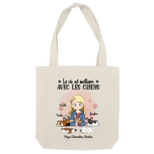 Charger l'image dans la galerie, Jusqu'à 5 chiens, Sac fourre-tout chien personnalisé, Tote-bag maman chiens, juste une fille qui aime les chiens