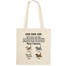 Charger l'image dans la galerie, Jusqu'à 9 chats, Sac fourre-tout papa chat, Sac fourre-tout personnalisé chat, Cher Papa chat, Cadeaux pour la fête des pères