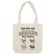 Charger l'image dans la galerie, Jusqu'à 9 chats, Sac fourre-tout papa chat, Sac fourre-tout personnalisé chat, Cher Papa chat, Cadeaux pour la fête des pères