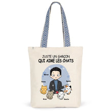 Charger l'image dans la galerie, Jusqu'à 12 chats, Sac fourre-tout personnalisé chat, Sac fourre-tout papa chat, juste un garçon qui aime les chats