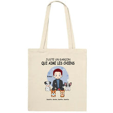 Charger l'image dans la galerie, Jusqu'à 9 chiens, Sac fourre-tout papa chien, Sac fourre-tout homme chien personnalisé, juste un garçon qui aime les chiens