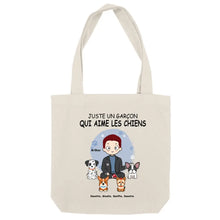 Charger l'image dans la galerie, Jusqu'à 9 chiens, Sac fourre-tout papa chien, Sac fourre-tout homme chien personnalisé, juste un garçon qui aime les chiens