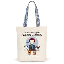 Charger l'image dans la galerie, Jusqu'à 9 chiens, Sac fourre-tout papa chien, Sac fourre-tout homme chien personnalisé, juste un garçon qui aime les chiens