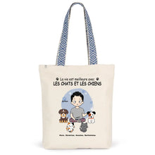 Charger l'image dans la galerie, Jusqu'à 9 animaux, Sac fourre-tout personnalisé chats et chiens, tote bag papa chat et chien