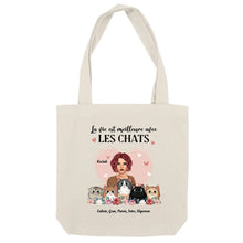 Charger l'image dans la galerie, Jusqu'à 5 chats, Sac fourre-tout personnalisé femme chat, Sac fourre-tout maman chat, la vie est meilleure avec les chats
