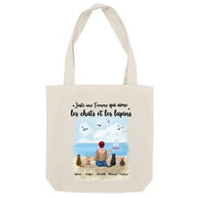 Charger l'image dans la galerie, Jusqu'à 6 animaux, Sac fourre-tout personnalisé chats et lapins, maman chat et lapin, noms et motifs personnalisés
