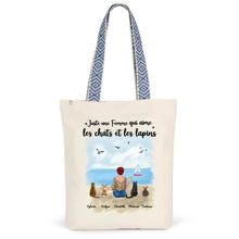 Charger l'image dans la galerie, Jusqu'à 6 animaux, Sac fourre-tout personnalisé chats et lapins, maman chat et lapin, noms et motifs personnalisés