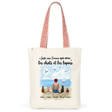 Charger l'image dans la galerie, Jusqu'à 6 animaux, Sac fourre-tout personnalisé chats et lapins, maman chat et lapin, noms et motifs personnalisés