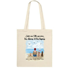 Charger l'image dans la galerie, Jusqu'à 6 animaux, Sac fourre-tout personnalisé chiens et lapins, maman chien et lapin, noms et motifs personnalisés