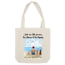 Charger l'image dans la galerie, Jusqu'à 6 animaux, Sac fourre-tout personnalisé chiens et lapins, maman chien et lapin, noms et motifs personnalisés