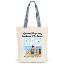 Charger l'image dans la galerie, Jusqu'à 6 animaux, Sac fourre-tout personnalisé chiens et lapins, maman chien et lapin, noms et motifs personnalisés