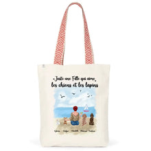 Charger l'image dans la galerie, Jusqu'à 6 animaux, Sac fourre-tout personnalisé chiens et lapins, maman chien et lapin, noms et motifs personnalisés