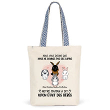 Charger l'image dans la galerie, Jusqu'à 9 lapins, Sac fourre-tout personnalisé lapins, maman lapin, noms et motifs personnalisés