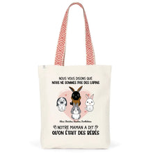 Charger l'image dans la galerie, Jusqu'à 9 lapins, Sac fourre-tout personnalisé lapins, maman lapin, noms et motifs personnalisés