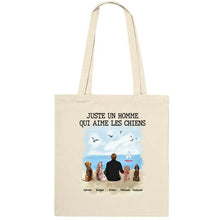 Charger l'image dans la galerie, Sac fourre-tout chien, juste un garçon/homme qui aime les chiens. Tote bag personnalisé, jusqu'à 9 chiens