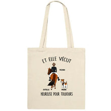 Charger l'image dans la galerie, Jusqu'à 2 chiens, Sac fourre-tout personnalisé cheval et chien, Et elle vécut heureuse pour toujours