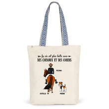 Charger l'image dans la galerie, Jusqu'à 2 chiens, Sac fourre-tout personnalisé cheval et chien, Sac fourre-tout maman chien et cheval