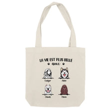 Charger l'image dans la galerie, Jusqu'à 9 chiens, Sac fourre-tout personnalisé chien, Sac fourre-tout chien, La vie plus belle avec chiens